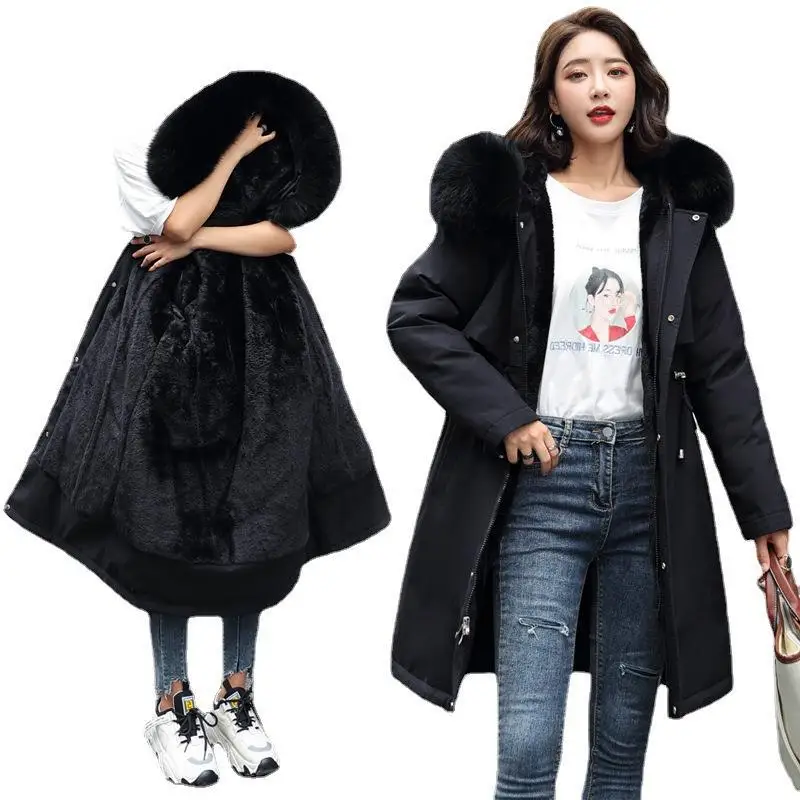 Winter Wholesale Waist Plus Size Thick Cotton Padded Velvet Parka Jacket Long Fur Coat Women
Winter Wholesale Waist Plus Size Thick Cotton Padded Velvet Parka Jacket Long Fur Coat Women