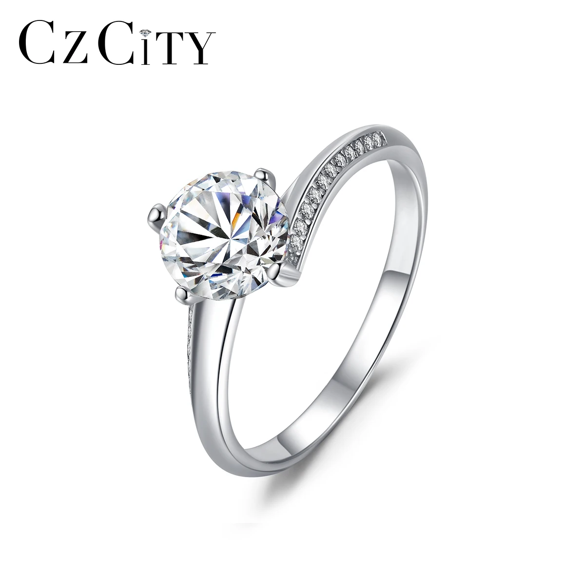 CZCITY Classic Design Engagement Diamond Moissanite 1Ct Lady Silver Design For Girl Woman Ring Luxury
CZCITY Classic Design Engagement Diamond Moissanite 1Ct Lady Silver Design For Girl Woman Ring Luxury
