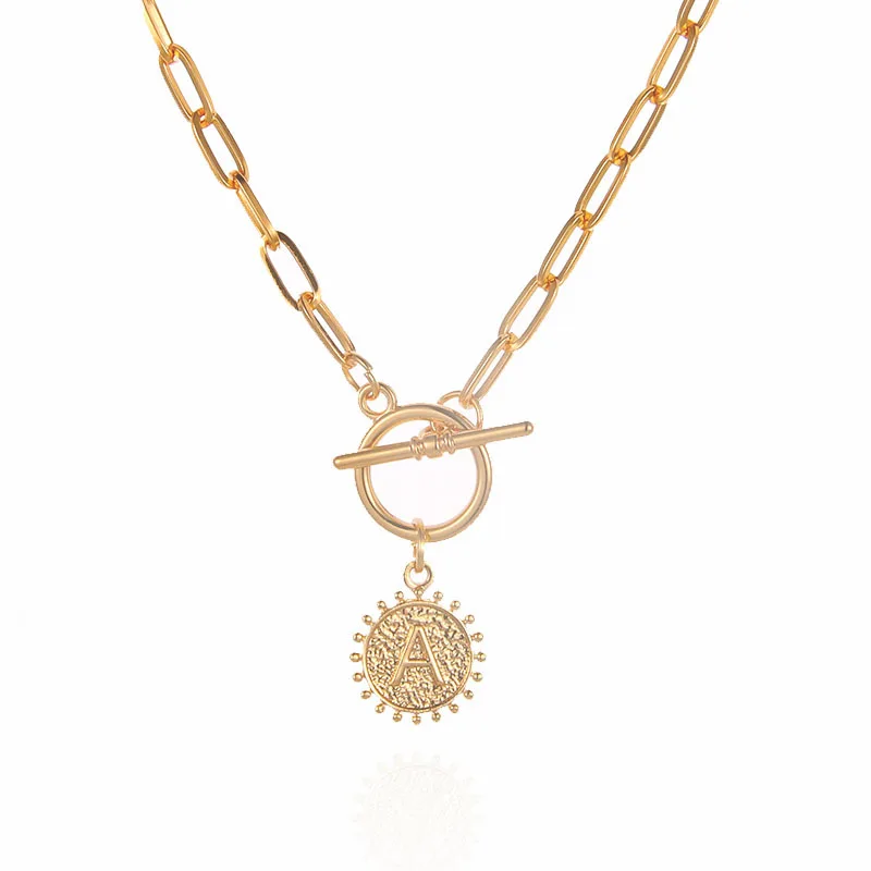 Round double-sided 26 letter simple personality fashion women's gold initial necklace
Round double-sided 26 letter simple personality fashion women's gold initial necklace