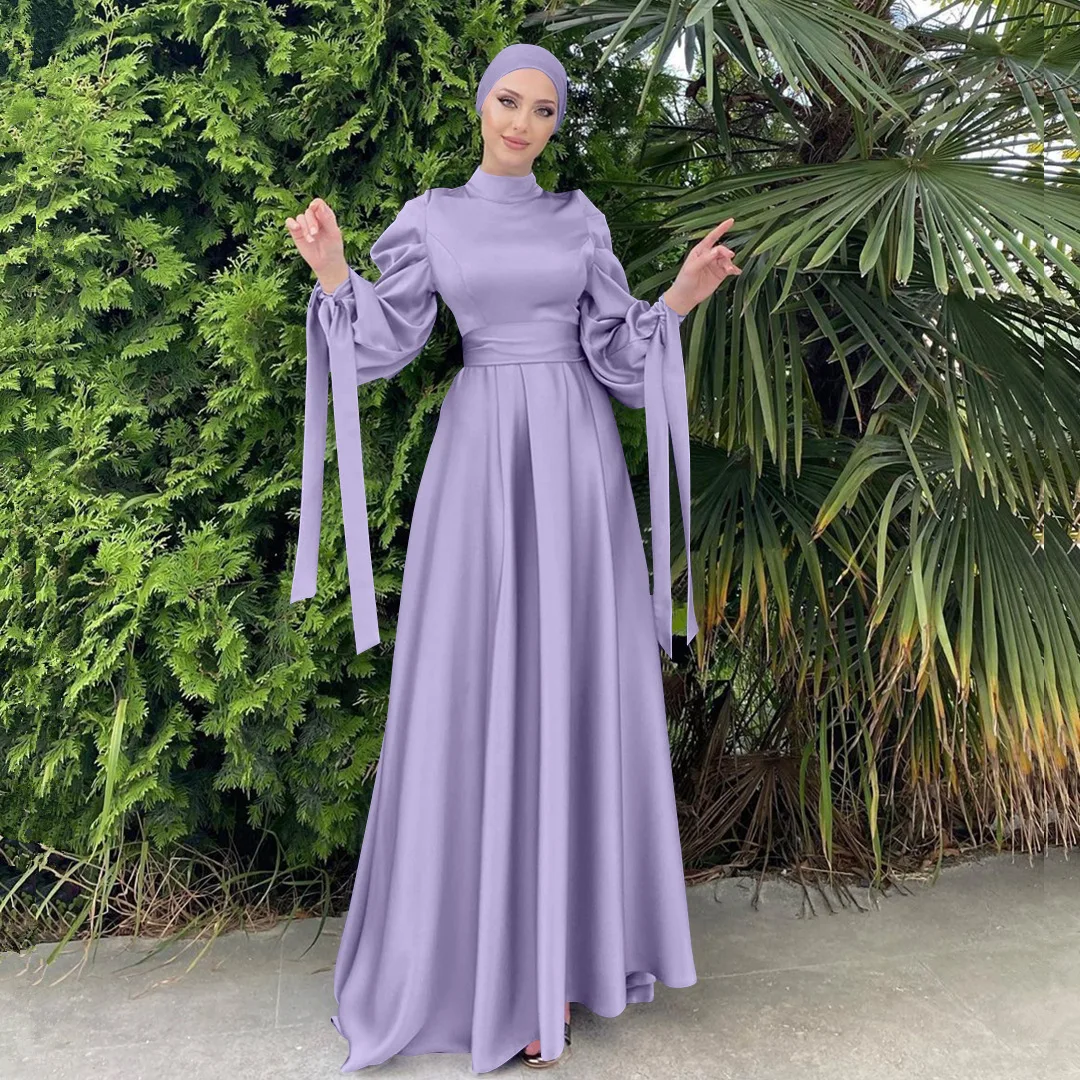 Soft tunic dress Dubai Islamic satin high-density dress turtleneck wide belt pleated balloon sleeve with ribbon abaya, Picture color
Soft tunic dress Dubai Islamic satin high-density dress turtleneck wide belt pleated balloon sleeve with ribbon abaya, Picture color