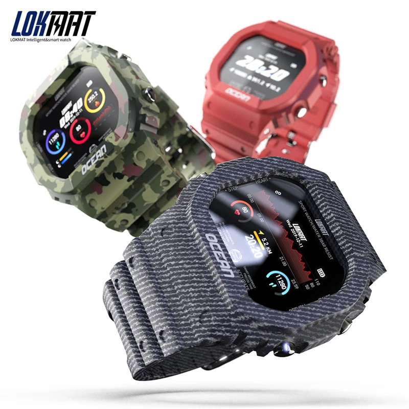 

LOKMAT Ocean Smart Watch IP68 Waterproof Men Fitness Tracker Blood Pressure 1.14 inch Touch Screen Heart Rate Monitor Smartwatch