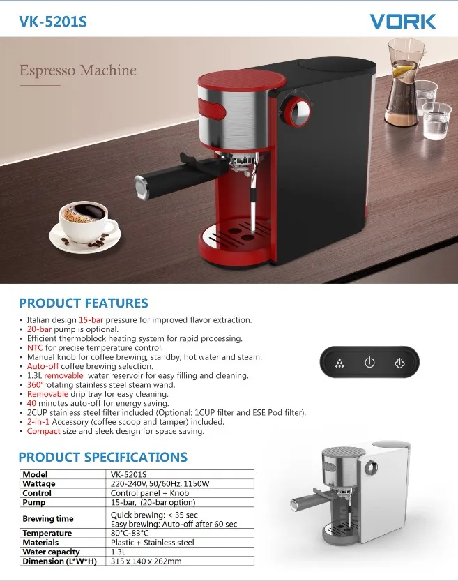 2020 Espresso Coffee Maker Machine Factory Manufacture 15 Bar Commercial Coffee Brewer