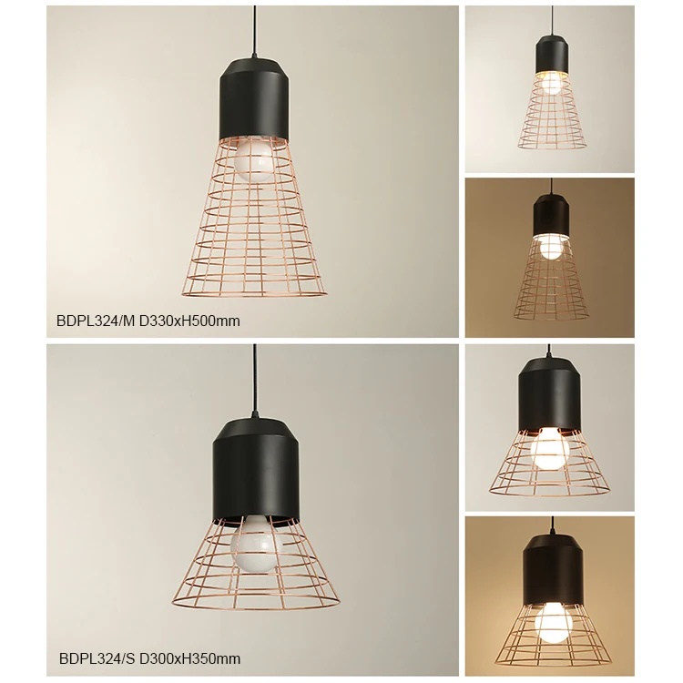 Factory sale pendant lamp modern style metal iron cage E27 restaurant hanging lighting badminton shape bar pendant light