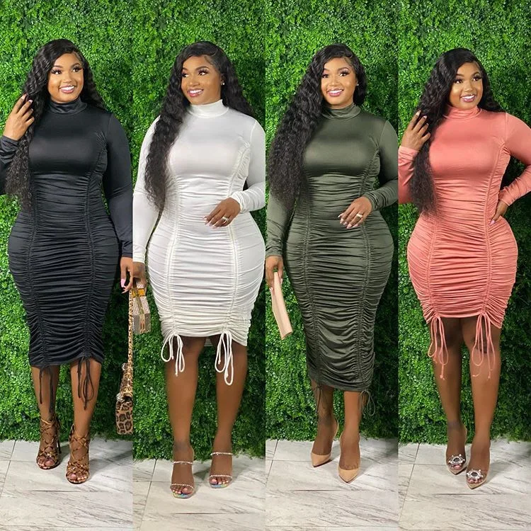 XL-5XL Plus Size Women Clothing Drawstring High Neck Long Sleeve Dress Sexy Evening Women Skirt Plus Size Dress, Black green white pink
XL-5XL Plus Size Women Clothing Drawstring High Neck Long Sleeve Dress Sexy Evening Women Skirt Plus Size Dress, Black green white pink