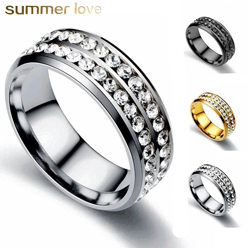 Wholesale New Design Double Row Crystal Gold Plated Stainless Steel Rings for Wedding Jewelry Gift, 3 colors
Wholesale New Design Double Row Crystal Gold Plated Stainless Steel Rings for Wedding Jewelry Gift, 3 colors
