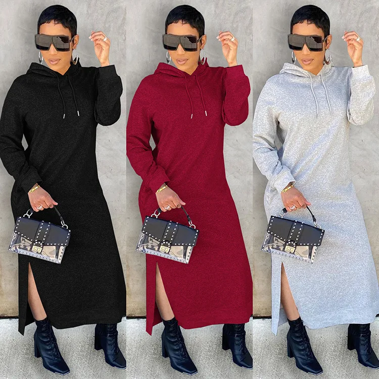 ZS factory wholesale women's clothing solid color winter clothes women's sexy hoodie open slit dress women
ZS factory wholesale women's clothing solid color winter clothes women's sexy hoodie open slit dress women