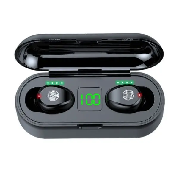 Hot Wireless Earphones F9 TWS 5.0 headphone earbuds Stereo auriculares headset with 2000mAh Power Bank LED Display Charging Case, Black
Hot Wireless Earphones F9 TWS 5.0 headphone earbuds Stereo auriculares headset with 2000mAh Power Bank LED Display Charging Case, Black