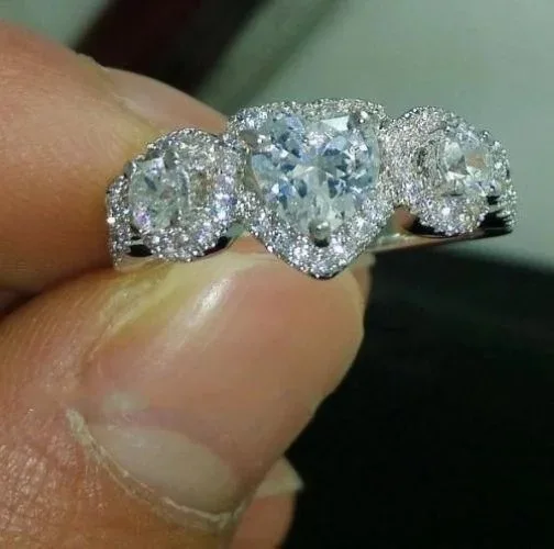 

14K White Gold Diamond Rings for Women Amethyst Obsidian Jade Bizuteria Diamantes Wedding Rings Anillos De Bague Etoile Jewelry