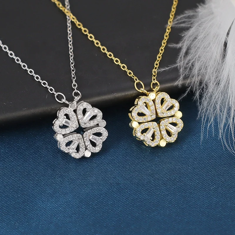 Hot selling Four Love Hearts Pendant Necklace Gold Plated Stainless Steel Diamond Leaf Clover Heart Necklaces customize Women
Hot selling Four Love Hearts Pendant Necklace Gold Plated Stainless Steel Diamond Leaf Clover Heart Necklaces customize Women