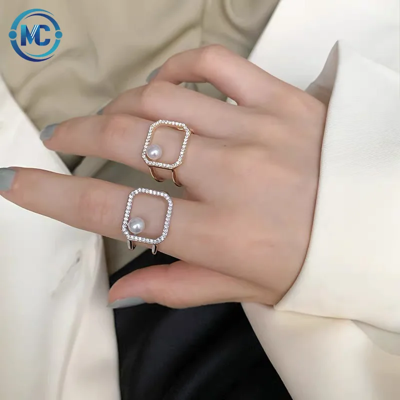 Simple Square Shiny Rhinestone Open Ring Fashion Minimalist Line Gold Silver Color Round Imitation Pearl Ring Female Jewelry
Simple Square Shiny Rhinestone Open Ring Fashion Minimalist Line Gold Silver Color Round Imitation Pearl Ring Female Jewelry