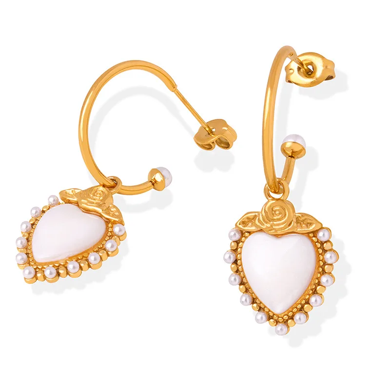 New Trendy Fashion Jewelry 18K PVD Gold Plated Retro Elegant Party Gift Heart Pendant With Bead Drop Earrings
New Trendy Fashion Jewelry 18K PVD Gold Plated Retro Elegant Party Gift Heart Pendant With Bead Drop Earrings