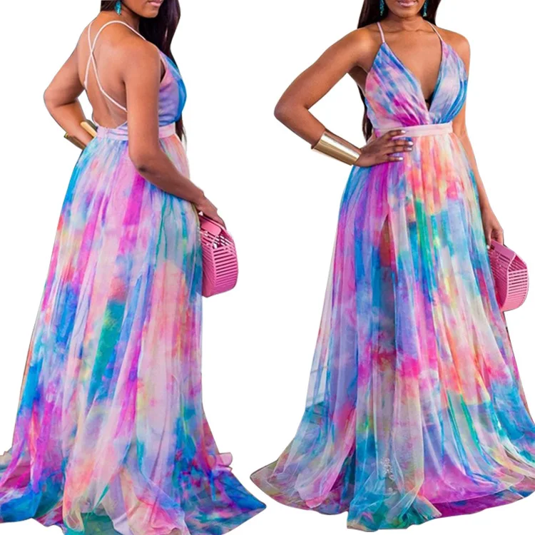 New arrival fashion summer sexy dresses V neck backless chiffon tie dye printing women maxi dress, 5 colors
New arrival fashion summer sexy dresses V neck backless chiffon tie dye printing women maxi dress, 5 colors