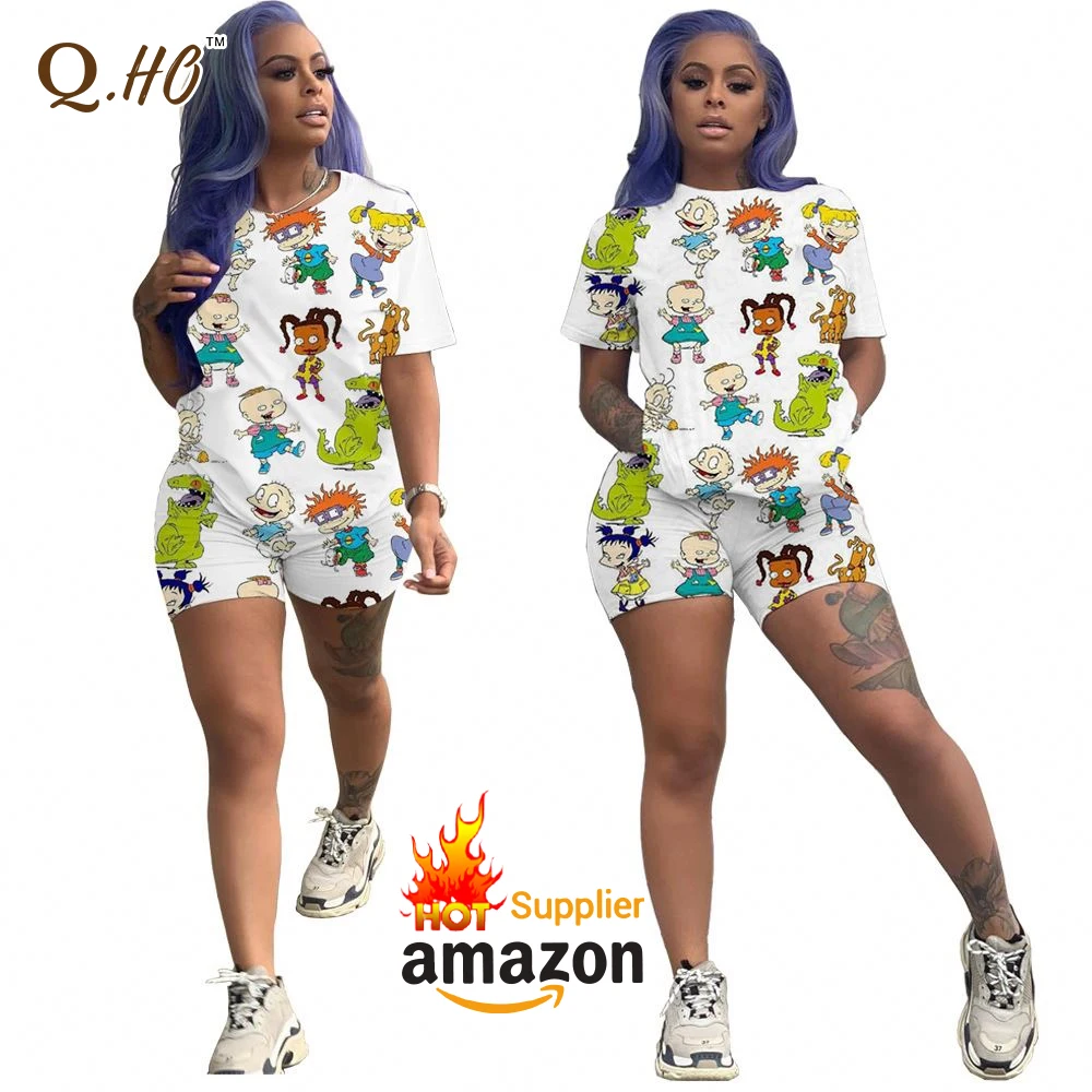 New Summer Cute Cartoon Printed Tops and Shorts Rugrats Two Piece Set Women Clothing, As picture
New Summer Cute Cartoon Printed Tops and Shorts Rugrats Two Piece Set Women Clothing, As picture