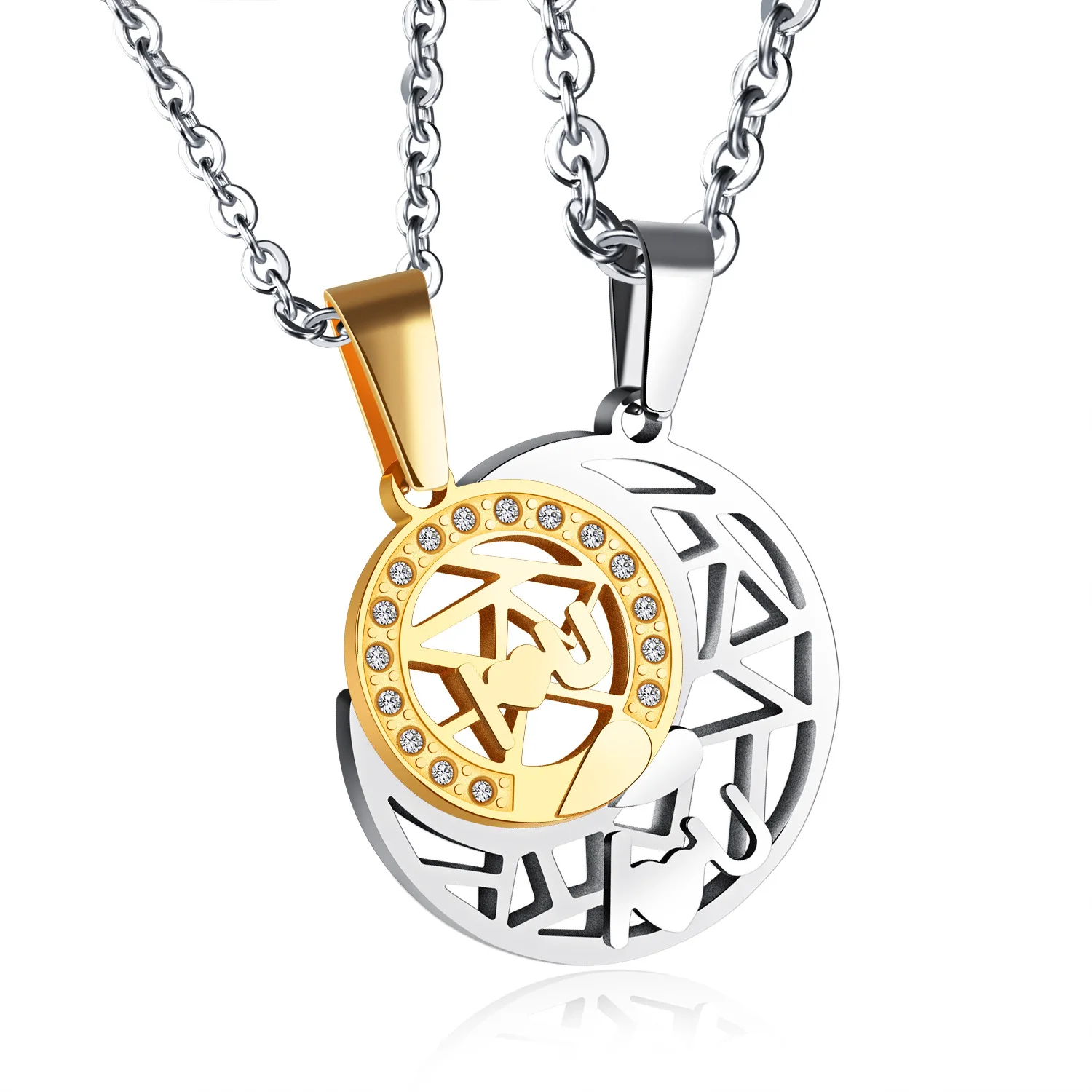 Stainless Steel Sun Moon Pendants Necklace For Couples Shenzhen Jewelry Factory Custom Valentine's Gift, Black/rose gold
Stainless Steel Sun Moon Pendants Necklace For Couples Shenzhen Jewelry Factory Custom Valentine's Gift, Black/rose gold