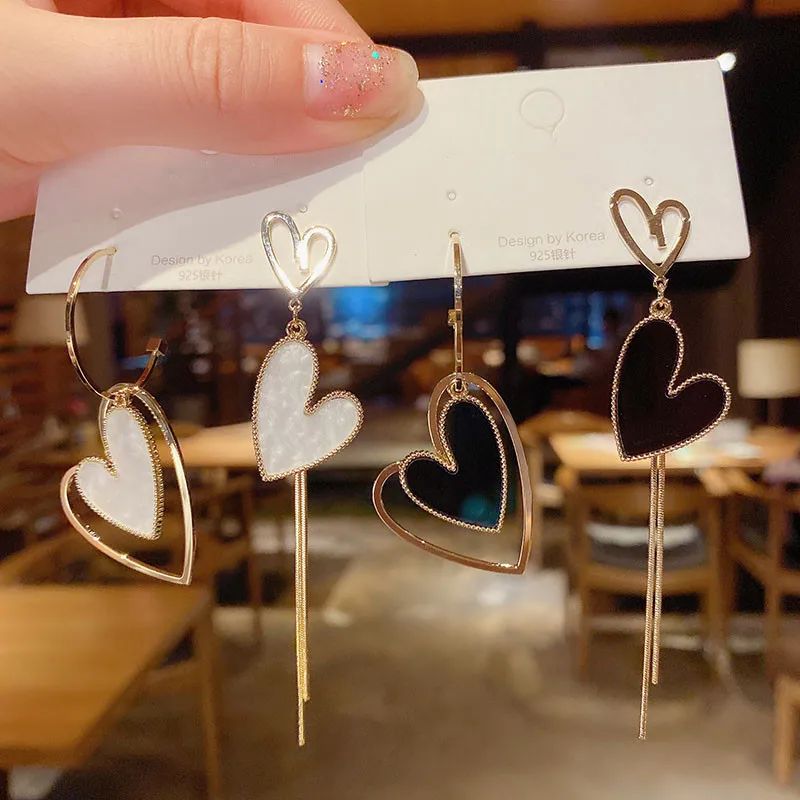 Korean Fashion 925 Sterling Silver Needle Earrings Gold Love Heart Earrings Tassel Heart-shaped Long Earrings for Women Jewelry, Picture shows
Korean Fashion 925 Sterling Silver Needle Earrings Gold Love Heart Earrings Tassel Heart-shaped Long Earrings for Women Jewelry, Picture shows