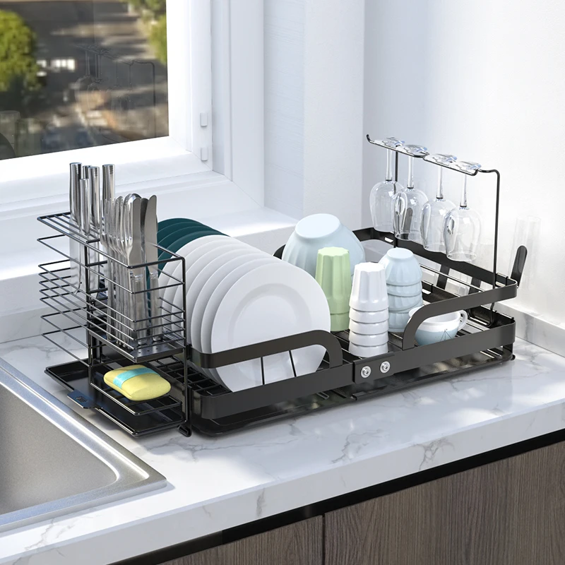 Retractable Large Capacity Plate Drain Storage Holders Stainless Steel Dish Drying Rack, Black
Retractable Large Capacity Plate Drain Storage Holders Stainless Steel Dish Drying Rack, Black