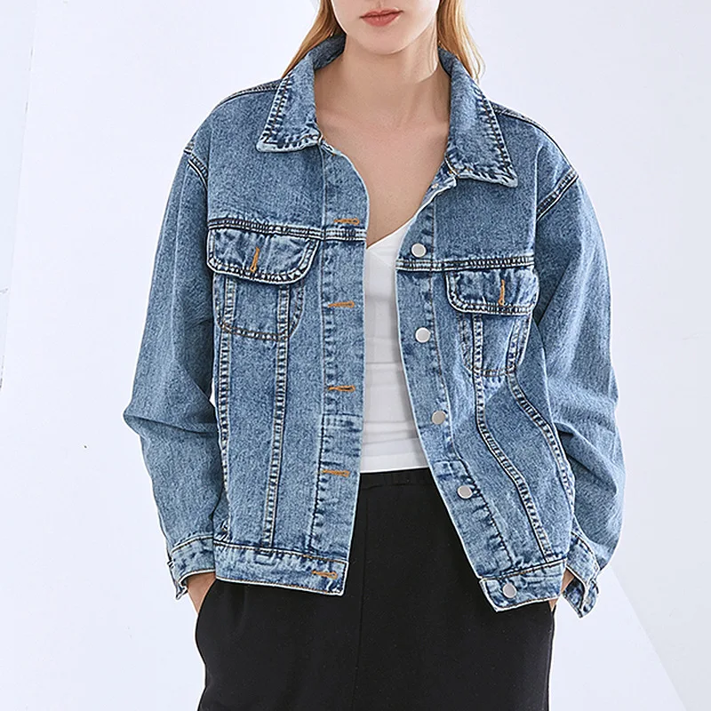 European and American spring 2021 new fashion temperament lapel single-breasted jacket solid color loose street denim jacket for, Photo color
European and American spring 2021 new fashion temperament lapel single-breasted jacket solid color loose street denim jacket for, Photo color