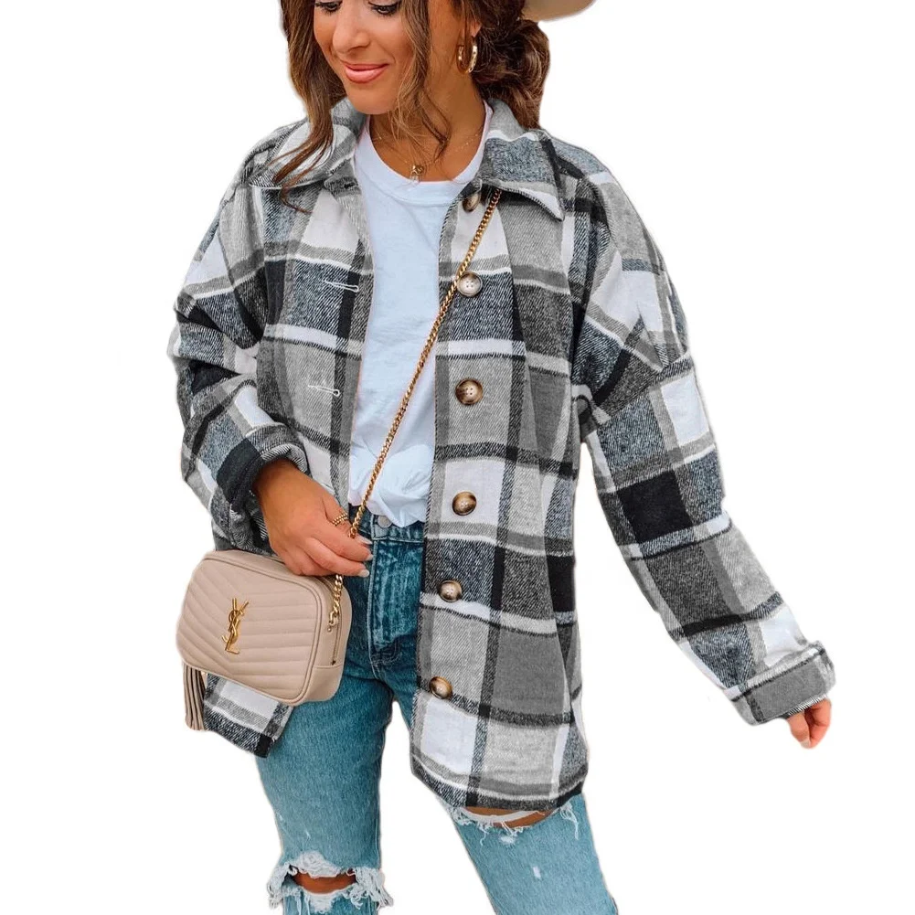 Wholesale Womans Plaid Shirts High Quality Fashionable Casual Ladies Oversize Shirt Jacket Coats Girls Plaid Shirts
Wholesale Womans Plaid Shirts High Quality Fashionable Casual Ladies Oversize Shirt Jacket Coats Girls Plaid Shirts