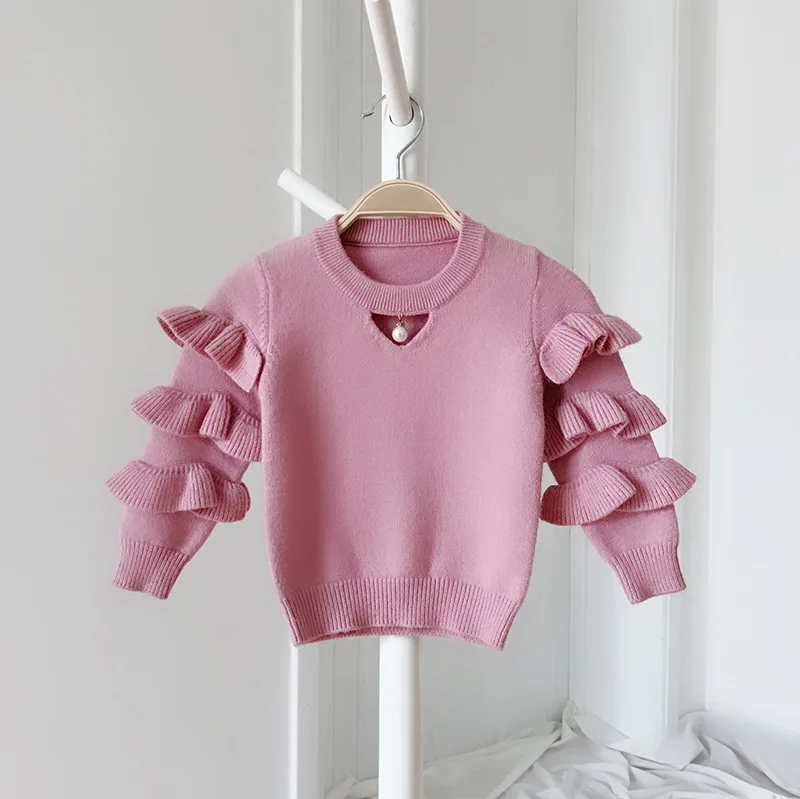 Baby to Toddler Girl O-neck Knitted Ruffle Sweater with Pearl Cute Pink Girl Winter Sweater Kid Girl Red Pull over Top Clothes, Pink red
Baby to Toddler Girl O-neck Knitted Ruffle Sweater with Pearl Cute Pink Girl Winter Sweater Kid Girl Red Pull over Top Clothes, Pink red