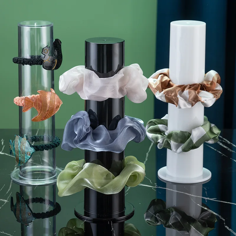 Hot selling acrylic scrunchie holder clear round tube hair tie holder desktop storage display stand
Hot selling acrylic scrunchie holder clear round tube hair tie holder desktop storage display stand