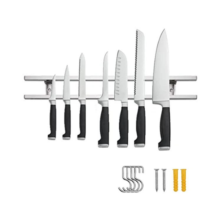 12 inch Magnetic Knife Strip Stainless Steel Magnetic Knife Holder with 4 Removable Hooks, Natural
12 inch Magnetic Knife Strip Stainless Steel Magnetic Knife Holder with 4 Removable Hooks, Natural