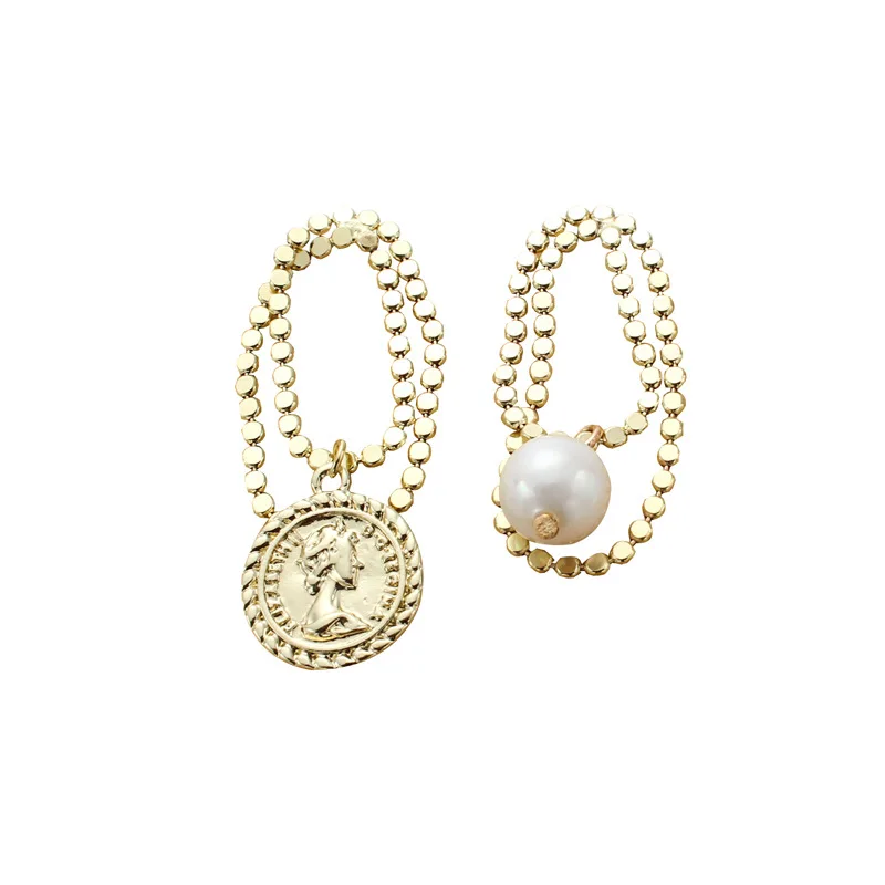 Korean Style 925 Silver Needle Baroque Pearl Beads Portrait Drop Earrings Bead Chain Portrait Coin Earrings For Women
Korean Style 925 Silver Needle Baroque Pearl Beads Portrait Drop Earrings Bead Chain Portrait Coin Earrings For Women