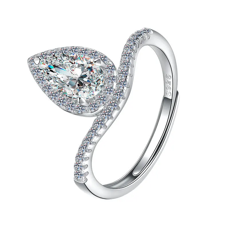 Waterdrop Diamond 925 Silver Wedding Ring Romantic Resizable Sterling Silver Zircon Ring
Waterdrop Diamond 925 Silver Wedding Ring Romantic Resizable Sterling Silver Zircon Ring