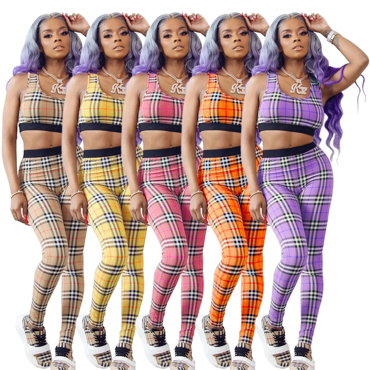 2021 summer women fashion 2 piece set plaid printing tank top and long pants rib two piece outfits clothes
2021 summer women fashion 2 piece set plaid printing tank top and long pants rib two piece outfits clothes