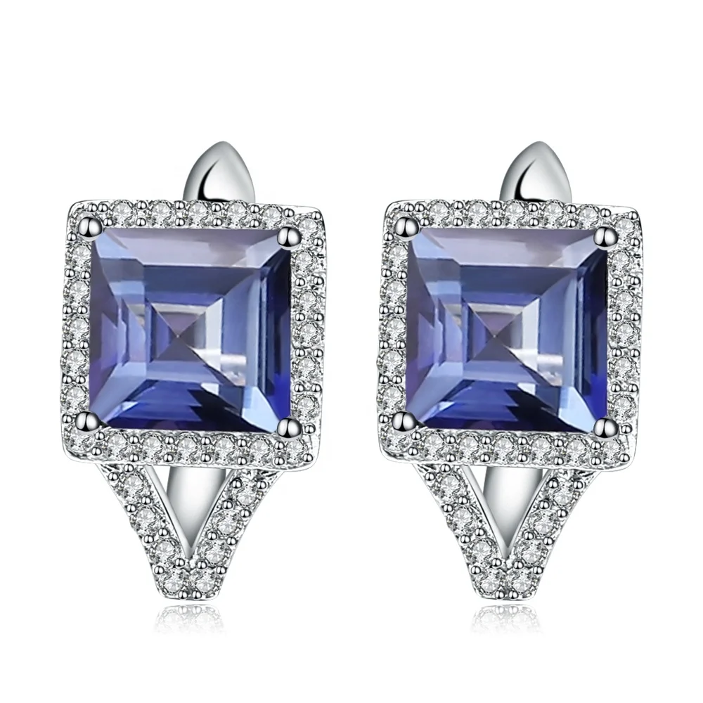 Abiding white cz natural mystic quartz gemstone diamond crystal jewelry sterling silver earring for women, Blue
Abiding white cz natural mystic quartz gemstone diamond crystal jewelry sterling silver earring for women, Blue