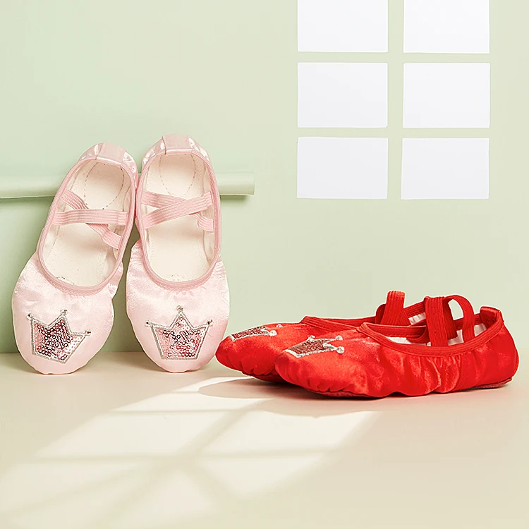 Satin Embroidered Crown Design Children Girls Ballet Slippers For Kids Dance Shoes, 2 colors
Satin Embroidered Crown Design Children Girls Ballet Slippers For Kids Dance Shoes, 2 colors