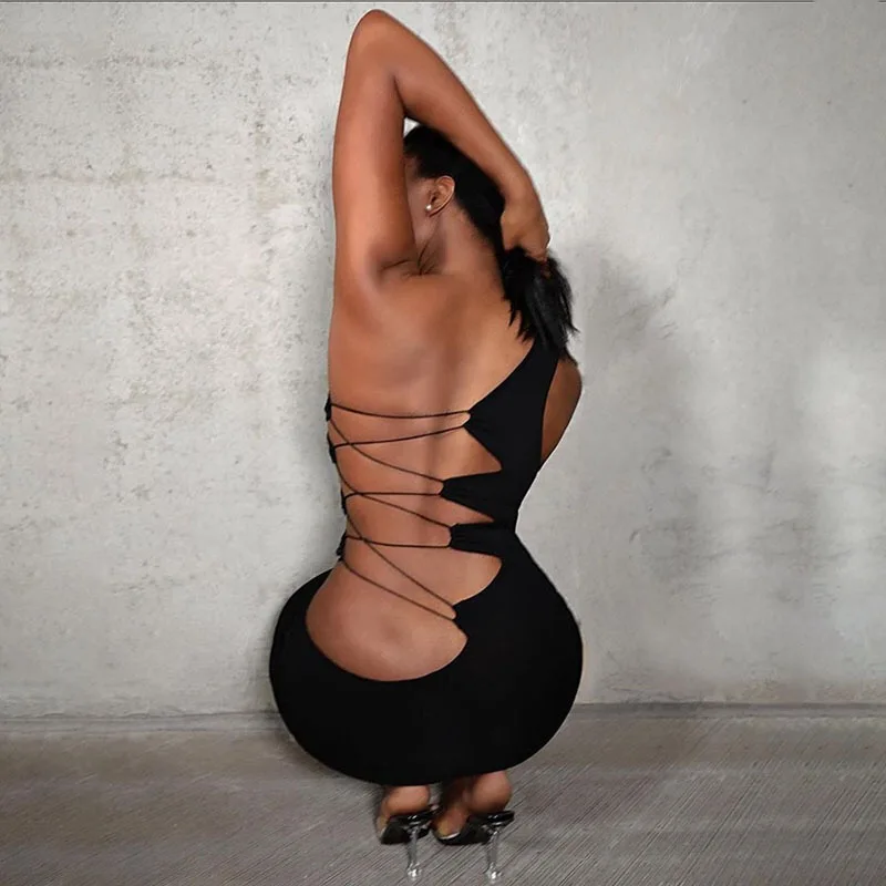Bandage Sexy Halter Women's Mini Dress Black Dresses Club Party 2021 Hanrong Bodycon One Shoulder Backless Sleeveless Summer
Bandage Sexy Halter Women's Mini Dress Black Dresses Club Party 2021 Hanrong Bodycon One Shoulder Backless Sleeveless Summer