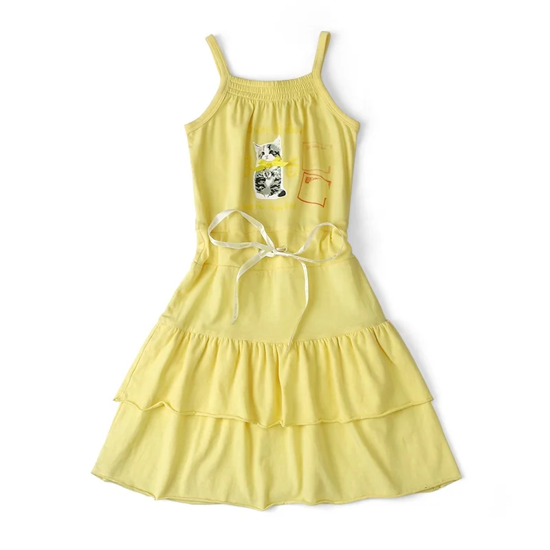 Summer Kids Apparel Stocks Children Clothes Kid Animal Cat Printed Tshirt Long Dress with A Bow at The Waist, Yellow
Summer Kids Apparel Stocks Children Clothes Kid Animal Cat Printed Tshirt Long Dress with A Bow at The Waist, Yellow