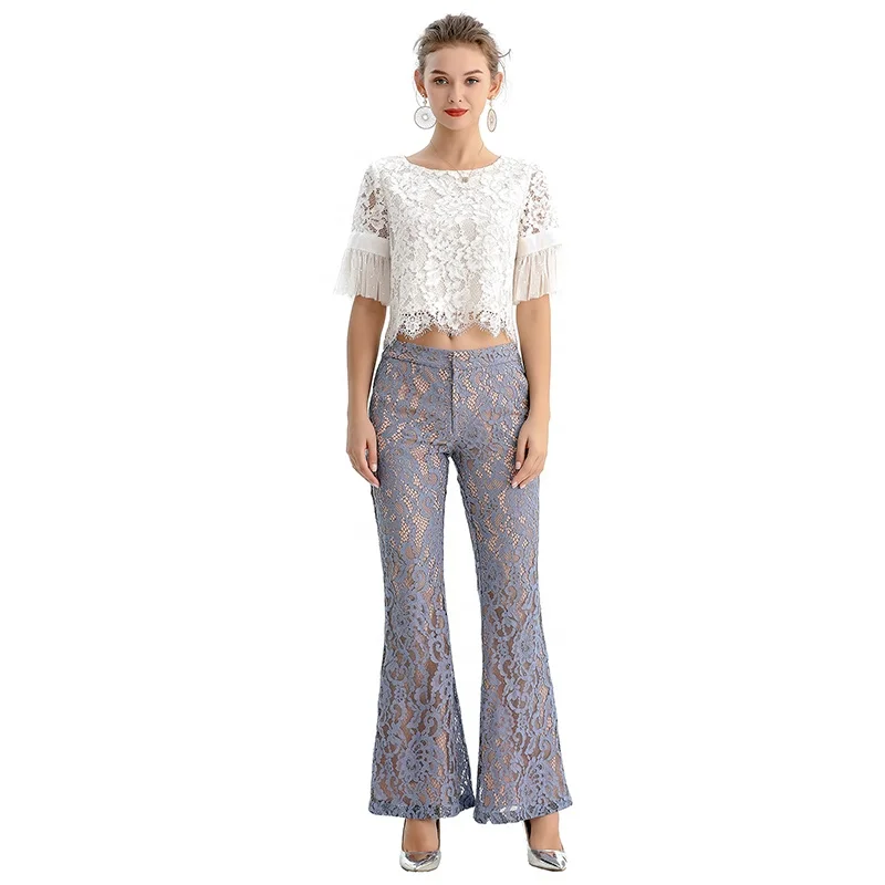 P164 Spring Summer Fall High Quality Fashion Elegant floral lace Long flare Women Formal Business Bottoms Pants Trousers
P164 Spring Summer Fall High Quality Fashion Elegant floral lace Long flare Women Formal Business Bottoms Pants Trousers