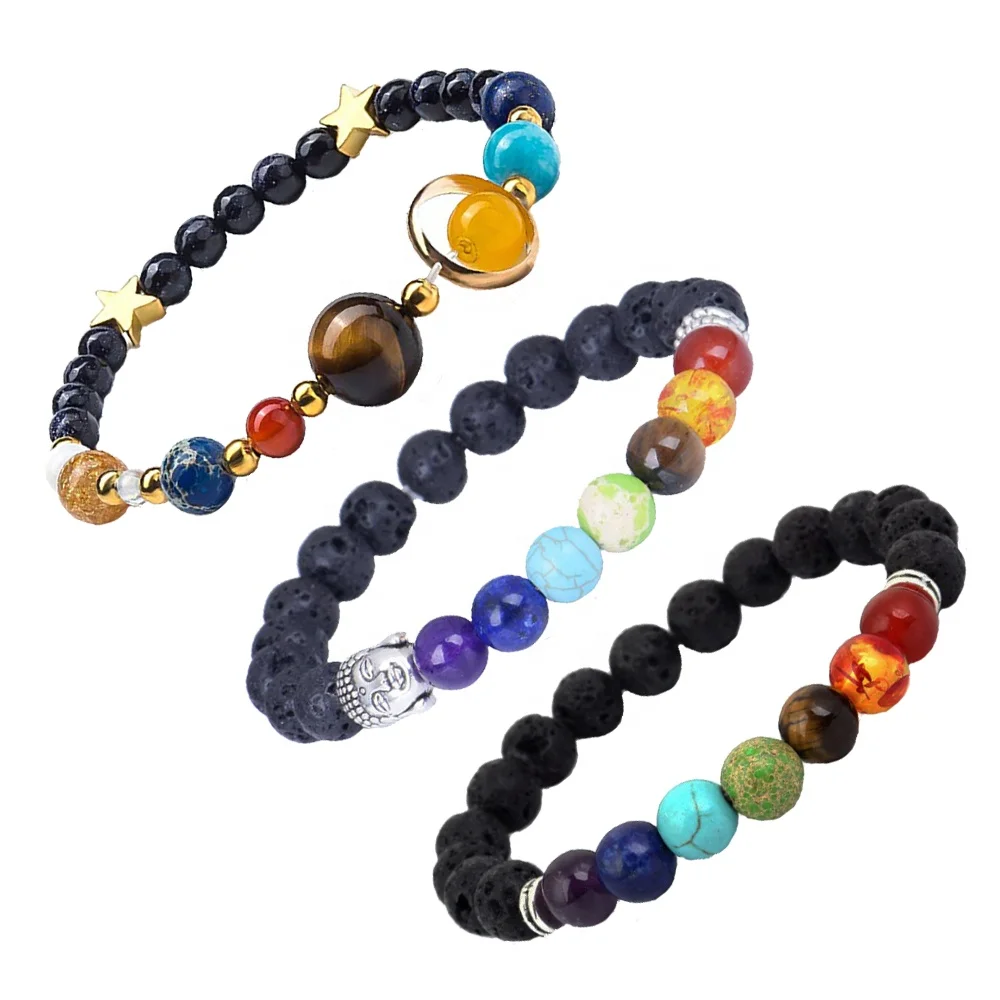 Tourmaline Beaded Bracelet Chakra Stainless Steel Charms Volcanic Stone Wristband Planet, As photo
Tourmaline Beaded Bracelet Chakra Stainless Steel Charms Volcanic Stone Wristband Planet, As photo
