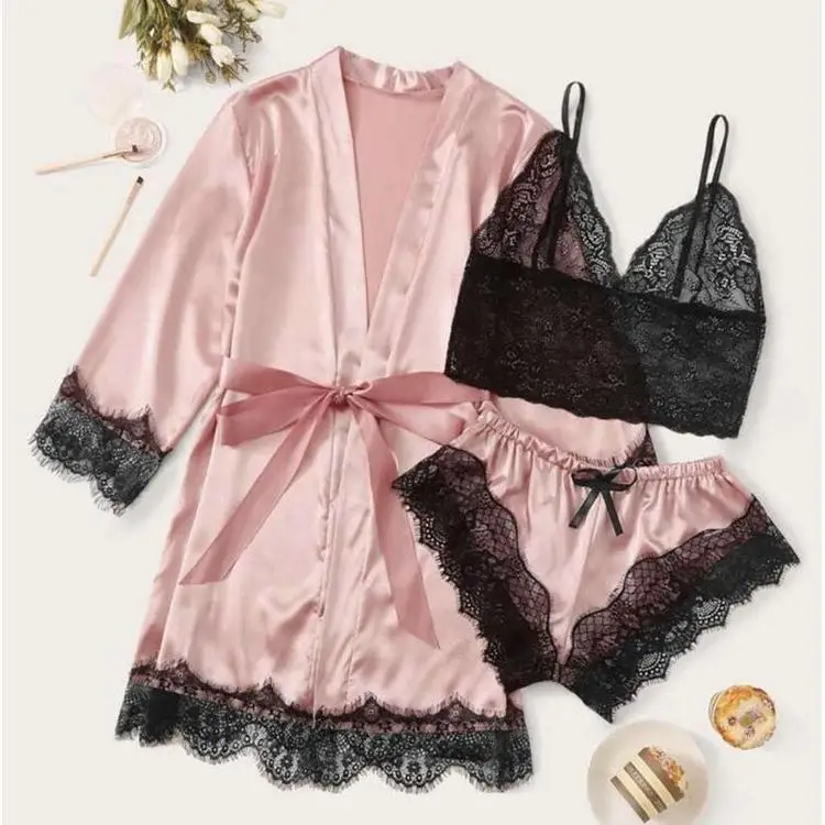 Hot Sale Nylon Lace Sleepwear Three Picec Night Dresses For Woman Sexy For Girls Pajamas Sets New Design Homefit Textile, Purple,red,pink
Hot Sale Nylon Lace Sleepwear Three Picec Night Dresses For Woman Sexy For Girls Pajamas Sets New Design Homefit Textile, Purple,red,pink