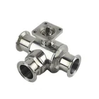 Electric CNC machined surface 3 way sanitary stainless steel ball valve