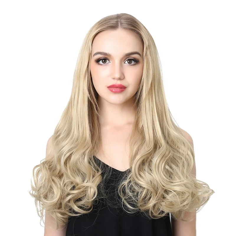 

SARLA 20" Long Curly Loose Wave Synthetic Hairpieces Natural Hair Extension Clip-in Upart U Part Wigs Half Up Half Down Wig