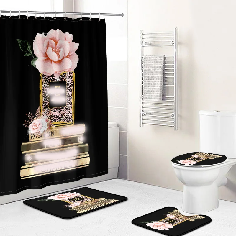 Luxury brand logo 3d print waterproof shower curtain for bathroom 4 piece, Customized color
Luxury brand logo 3d print waterproof shower curtain for bathroom 4 piece, Customized color