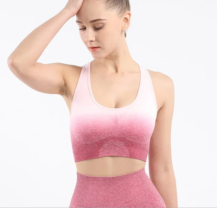 High quality gradient seamless shockproof running yoga women plus size gym sports bra, Refer to pictures
High quality gradient seamless shockproof running yoga women plus size gym sports bra, Refer to pictures