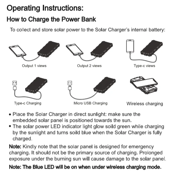 2019 amazon best seller Solar power bank 20000mAh waterproof IP67 wireless 5V 1A portable battery - ANKUX.COM