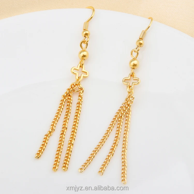Brass Gold-Plated 18K Four-Leaf Clover Earrings Earrings Tassel Ear Hooks Long Exquisite Temperament Wedding Jewelry
Brass Gold-Plated 18K Four-Leaf Clover Earrings Earrings Tassel Ear Hooks Long Exquisite Temperament Wedding Jewelry