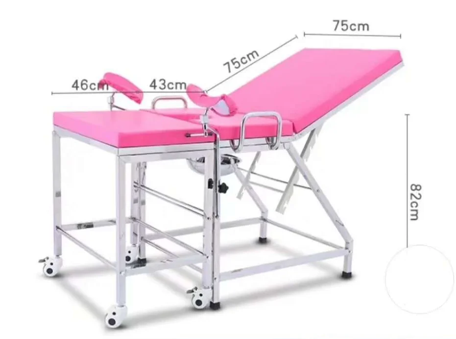 Hospital Stainless Steel Gynecology Delivery Obstetric Examination Bed