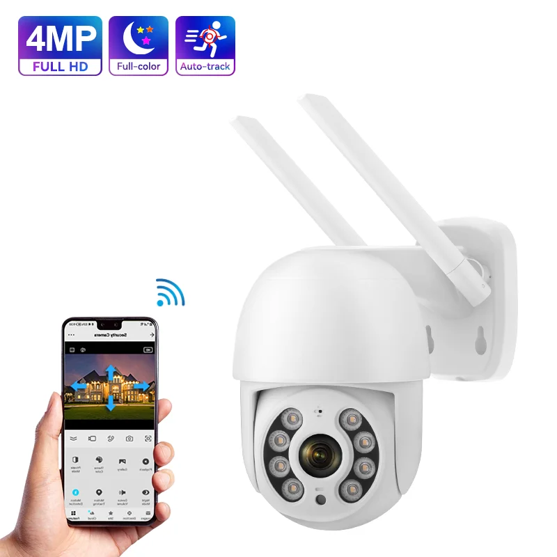 

ICSEE auto tracking ip wireless security PTZ dome camera 4MP AI human detection full color night vision outdoor wifi ptz camera
