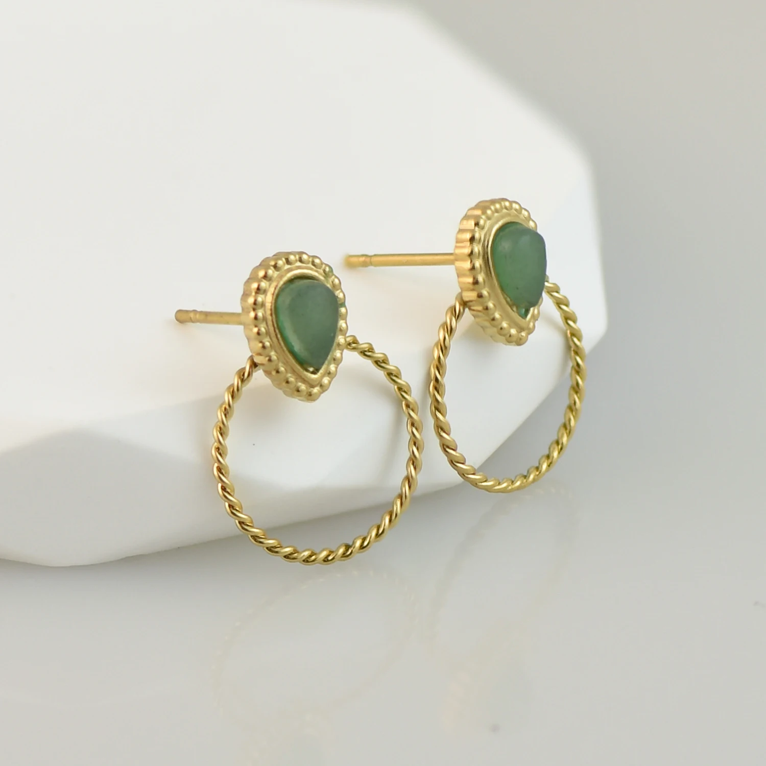 trendy elegant factory wholesale stainless steel twisted wire hoop earring natural stone
trendy elegant factory wholesale stainless steel twisted wire hoop earring natural stone