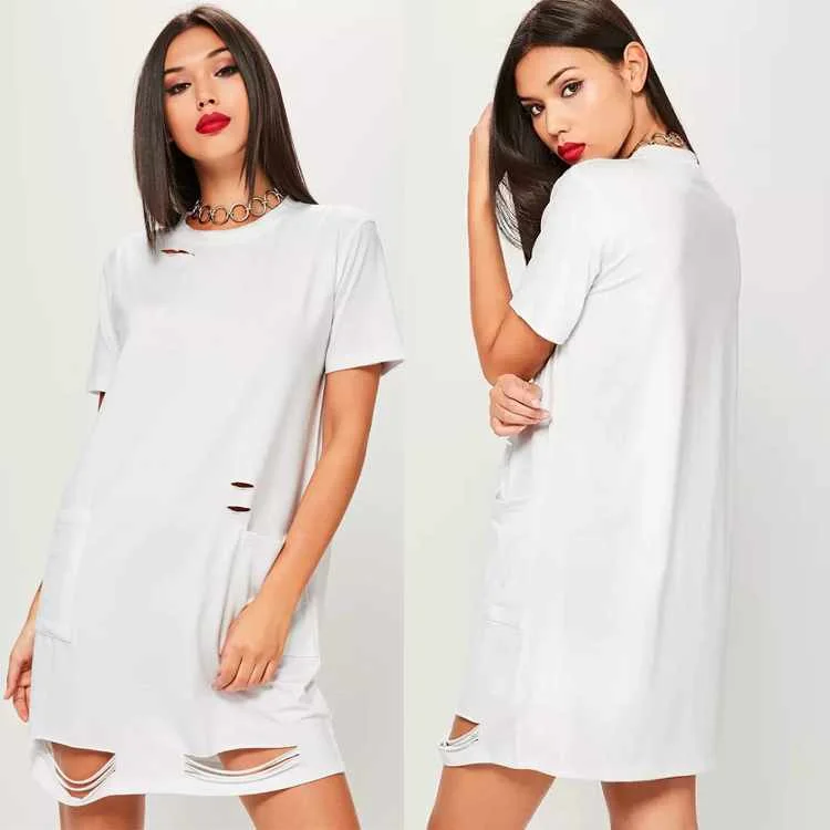 100 cotton fabric for t-shirt clothing women plain white round neck long t-shirt dress with broken hole and pocket, White color or customize
100 cotton fabric for t-shirt clothing women plain white round neck long t-shirt dress with broken hole and pocket, White color or customize
