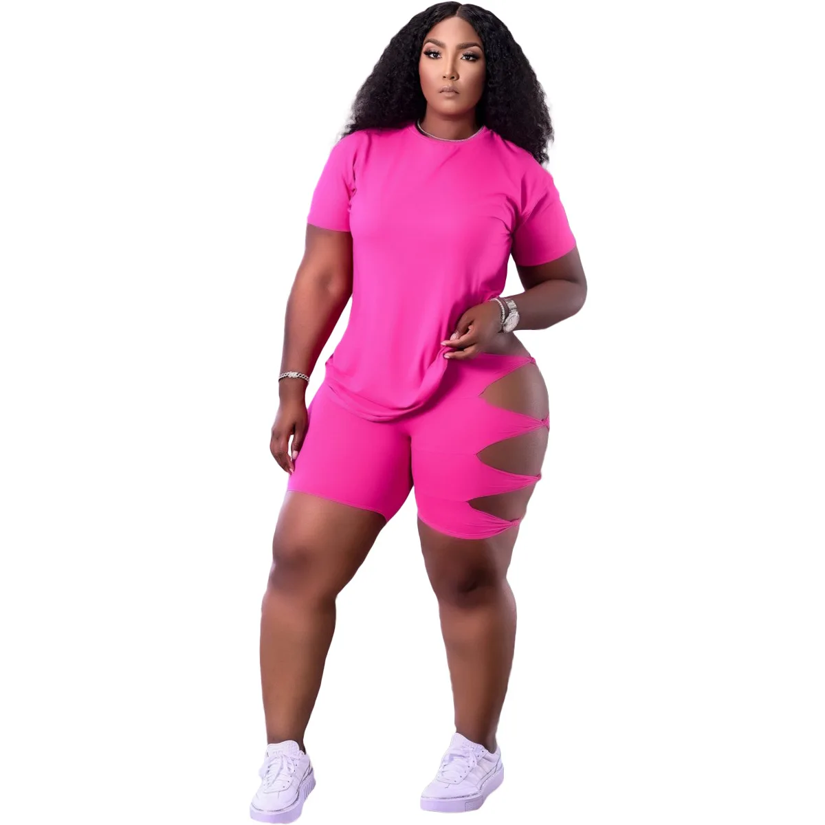 Women Casual Clothes 2021 Summer Trend Hollow Out Biker Shorts Two Piece Set, Orange, red, black, rose, sky blue, green
Women Casual Clothes 2021 Summer Trend Hollow Out Biker Shorts Two Piece Set, Orange, red, black, rose, sky blue, green