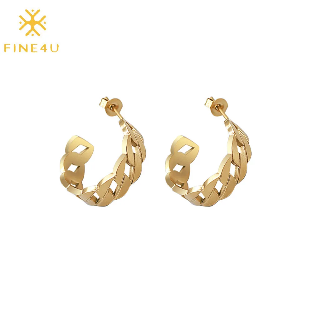 Women fashion stainless steel hollow semicircle chain hoops gold jewelry earrings 18k, Gold/steel/rose gold
Women fashion stainless steel hollow semicircle chain hoops gold jewelry earrings 18k, Gold/steel/rose gold