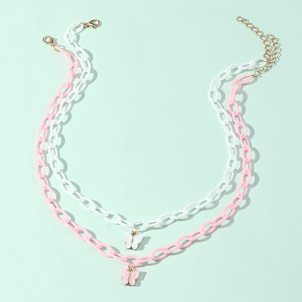 2pcs/set Wholesale Fashion Jewelry Butterfly Necklace Jewelry Sets Plastic Chain Link Necklace Girls For Best Friends
2pcs/set Wholesale Fashion Jewelry Butterfly Necklace Jewelry Sets Plastic Chain Link Necklace Girls For Best Friends