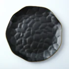 factory direct ceramic porcelain embossed black colorful glazed gold rim dinner set dinnerware for 12 people