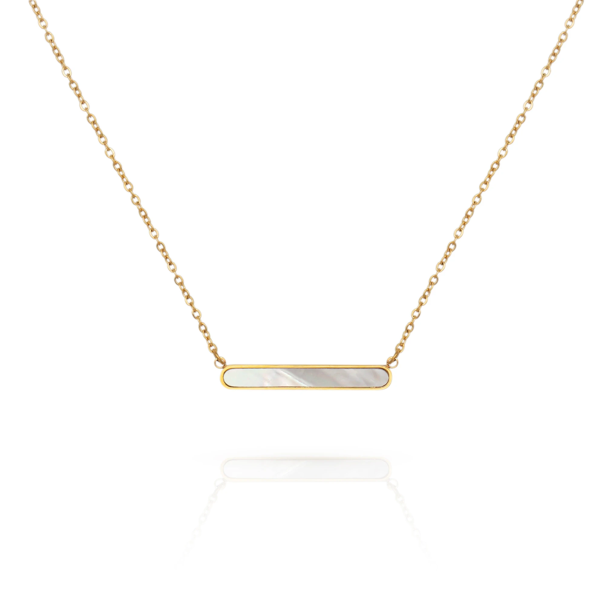 Chris April vintage design 316L stainless steel water-proof PVD gold plated natural shell bar pendant necklace for women
Chris April vintage design 316L stainless steel water-proof PVD gold plated natural shell bar pendant necklace for women